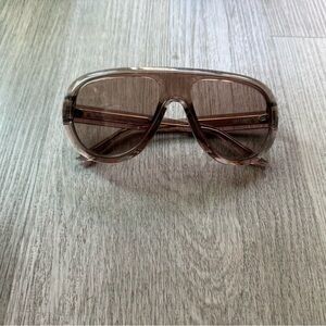 quay australia set list clear tan aviator shield shape statement sunglasses NEW